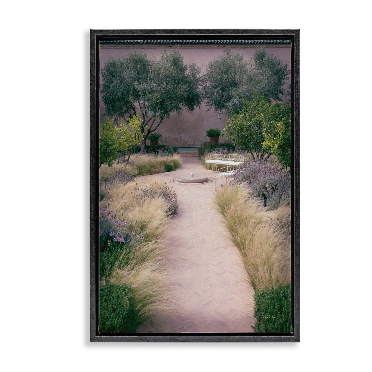 Stupell Industries Rounded Garden Path Bench Floating Frame By Deborah Revell